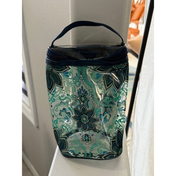 Vera Bradley Clear Lotion Bag Blue Floral Cosmetic Beach Zip Top See Thru PVC - Picture 1 of 10